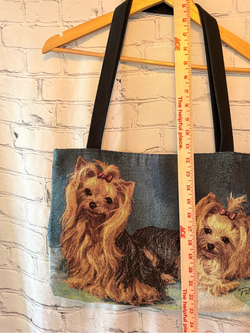 Yorkshire Terrier Tapestry Tote Bag Fancy Yorkies Dog 16” x 14” Linda Picken - Picture 5 of 13